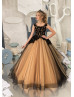 Yellow And Black Lace Tulle Sweet Flower Girl Dress Yellow And Black Lace Tulle Sweet Flower Girl Dress